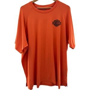 Harley-Davidson Men's Orange Short Sleeve Performance Chest Logo T-Shirt 2XL